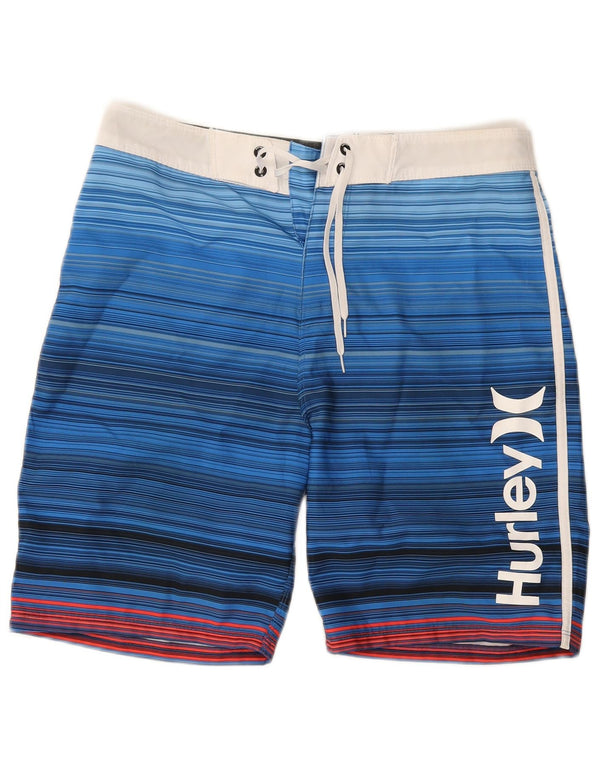 Hurley Shorts De Baño Gráfico Para Hombre Poliéster Con Rayas Azul Medio