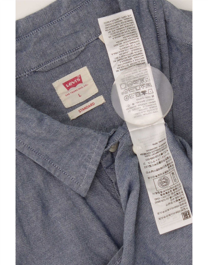 Levi's Camisa de corte estándar para hombre, tamaño grande, algodón azul marino