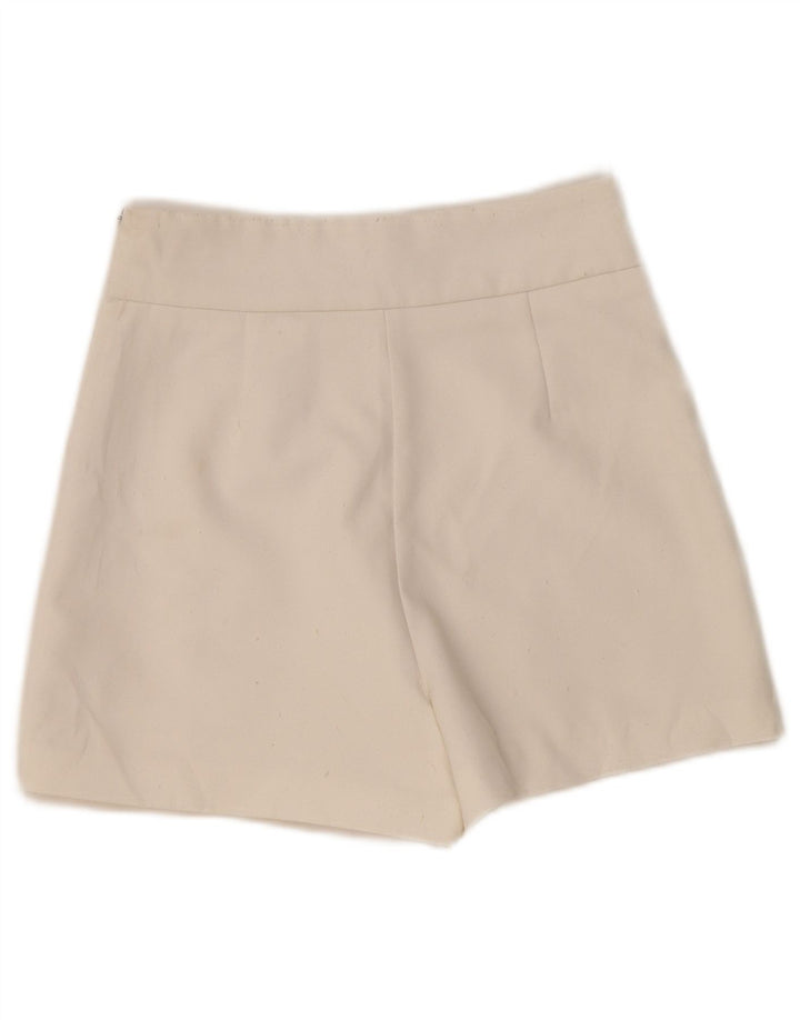 ZARA Mujer Falda Pantalón De Cintura Alta UK 8 Small Poliéster Blanco