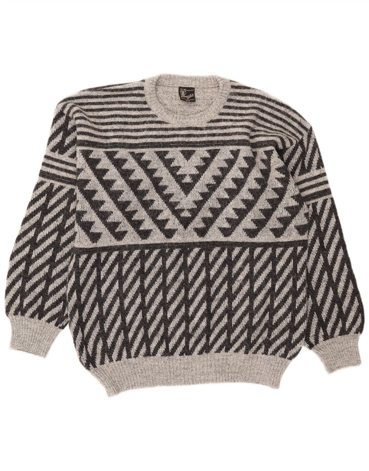 Mapier Jersey De Cuello Redondo Para Hombre Jersey Pequeño Gris Geométrico
