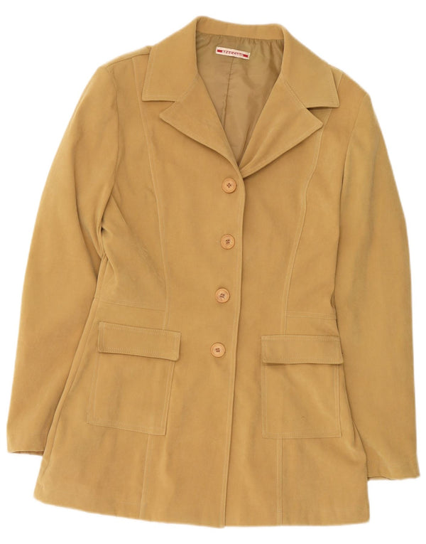 Specchio Chaqueta tipo blazer de 4 botones para mujer UK 44 Grande Poliéster beige