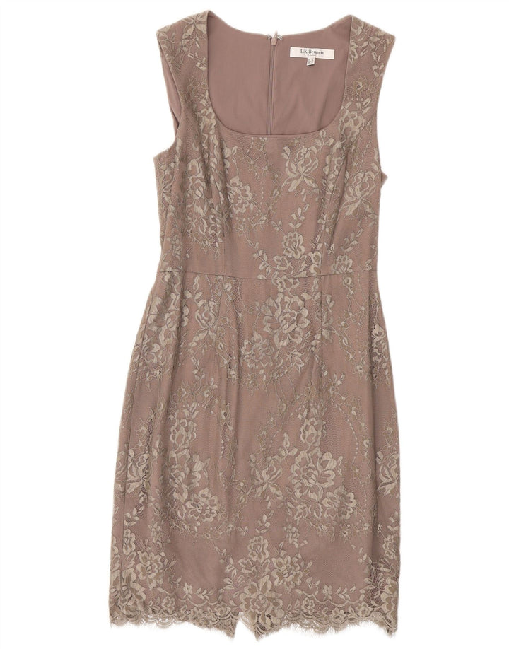 L.K. BENNETT Vestido tubo sin mangas para mujer UK 8 Small Púrpura Floral Nylon