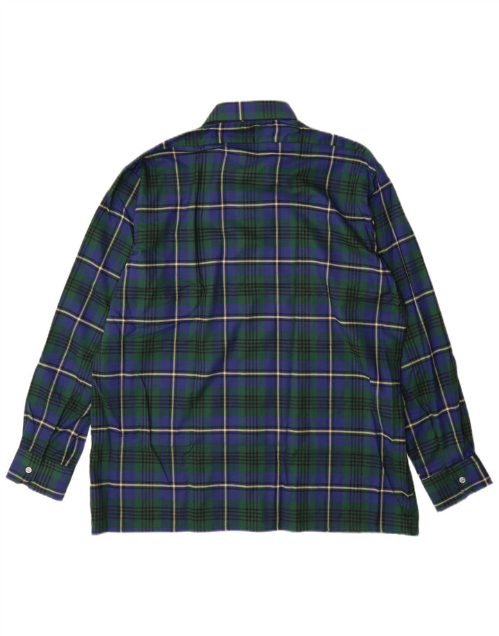Camisa de franela vintage para hombre Talla 43 XL Poliéster a cuadros azules