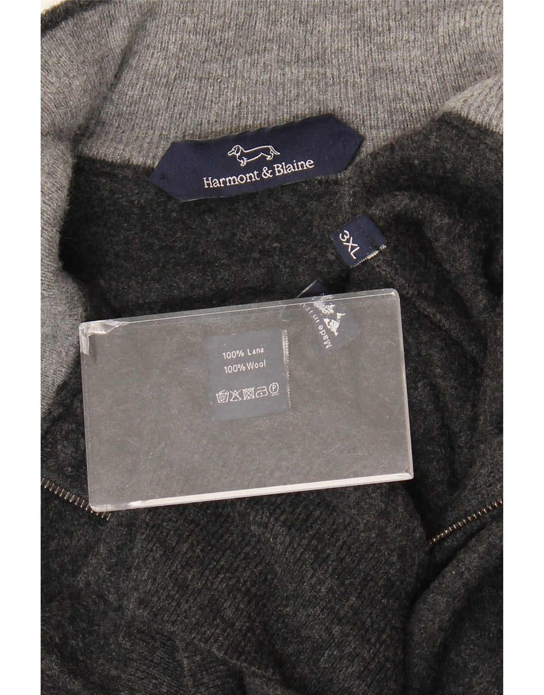 Harmont & Blaine Jersey con cuello y cremallera para hombre, talla 3XL, lana gris