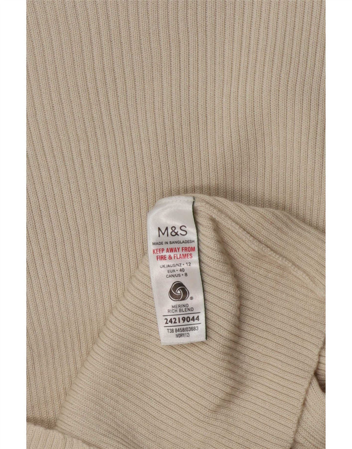 Marks & Spencer - Jersey con cuello alto para mujer, talla 40, lana beige mediana