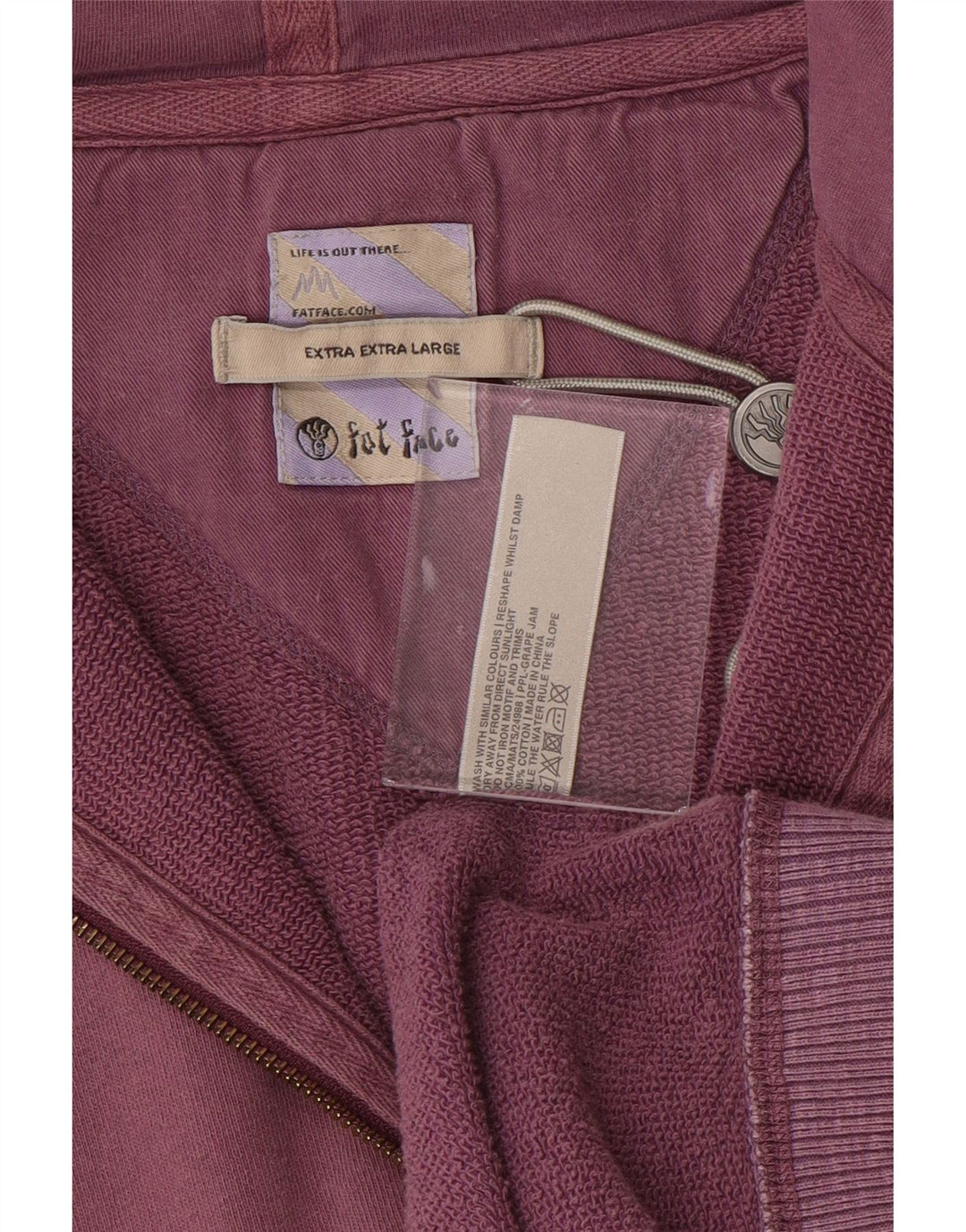 FAT FACE Suéter con capucha y cremallera para hombre 2XL Algodón morado