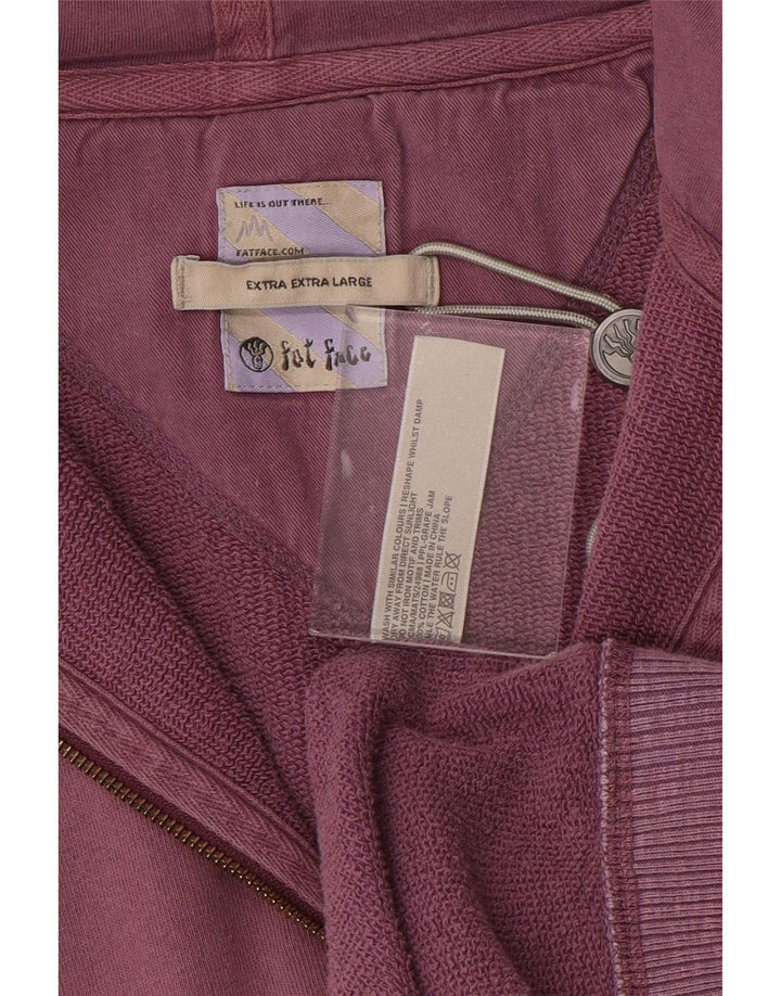 FAT FACE Suéter con capucha y cremallera para hombre 2XL Algodón morado