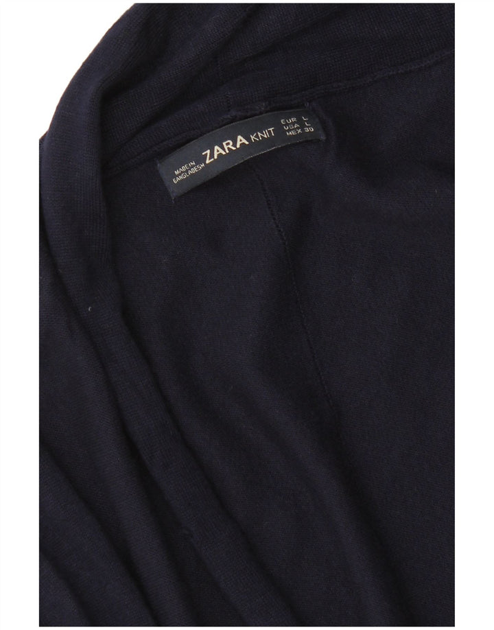 Zara Mujer Cárdigan Abierto Suéter UK 44 Grande Azul Marino