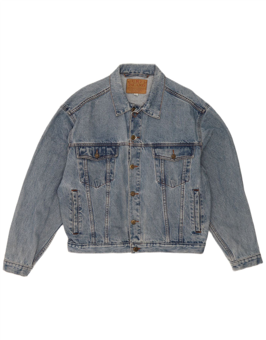 Vintage hombres chaqueta de mezclilla Reino Unido 40 algodón azul grande