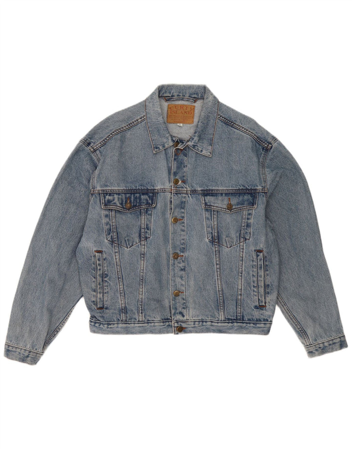 Vintage hombres chaqueta de mezclilla Reino Unido 40 algodón azul grande
