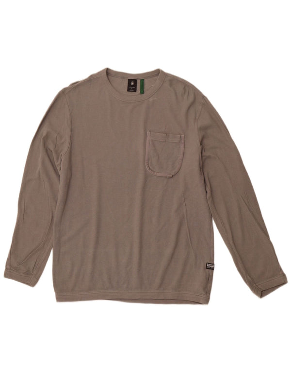 G-STAR Hombre Top Manga Larga Grande Gris Algodón