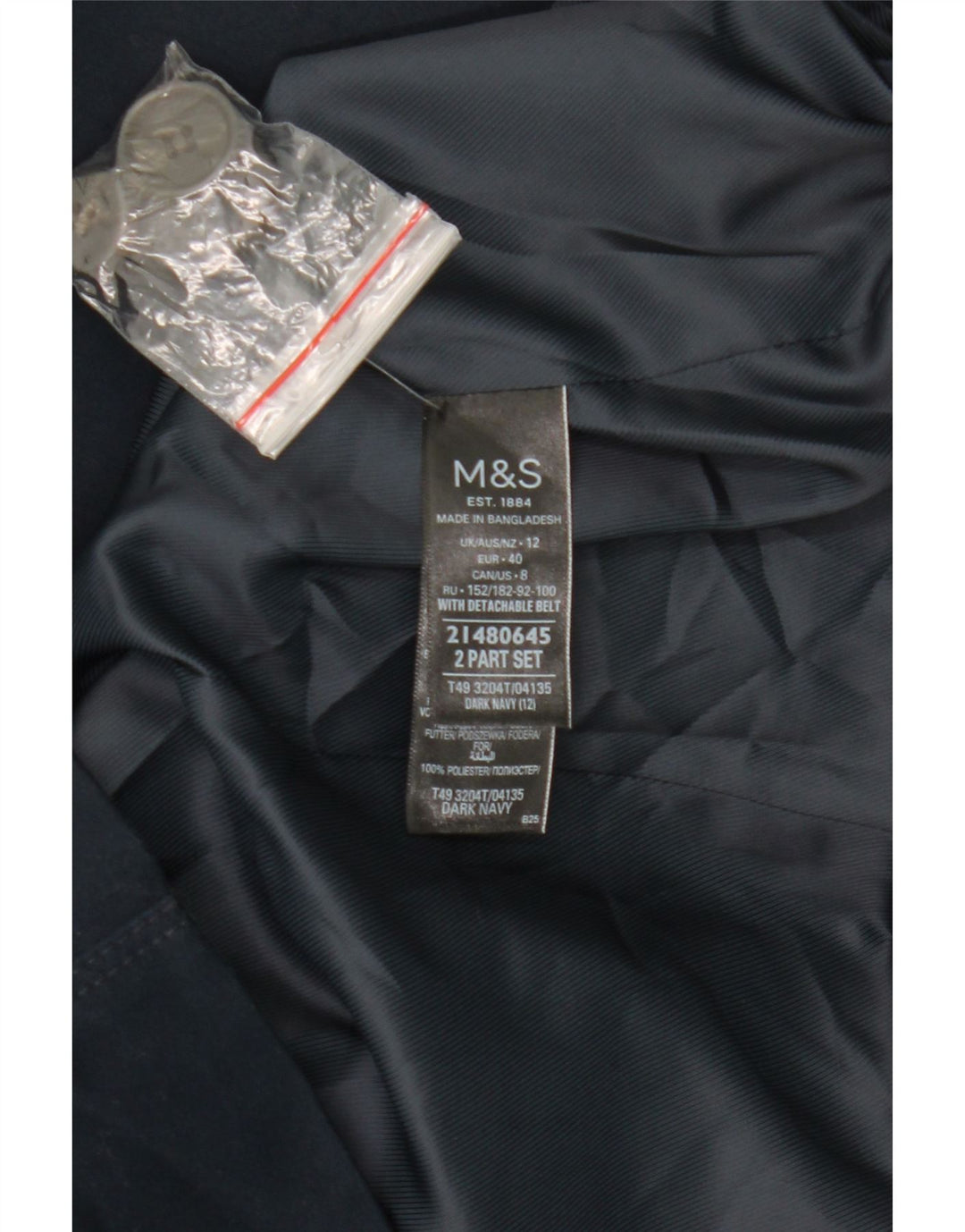 Marks & Spencer Gabardina para mujer Reino Unido 12 Algodón azul marino mediano