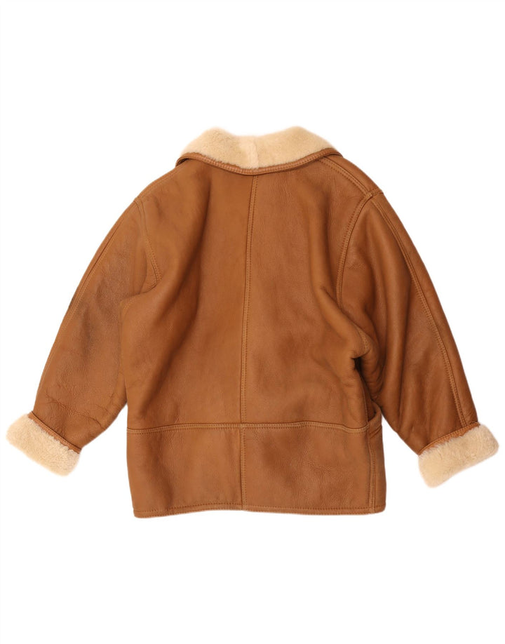 Vintage mujer shearling chaqueta Reino Unido 18 XL marrón