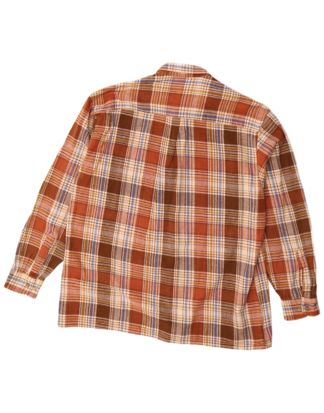 Camisa de franela Cajun para hombre talla 42 algodón a cuadros marrón grande