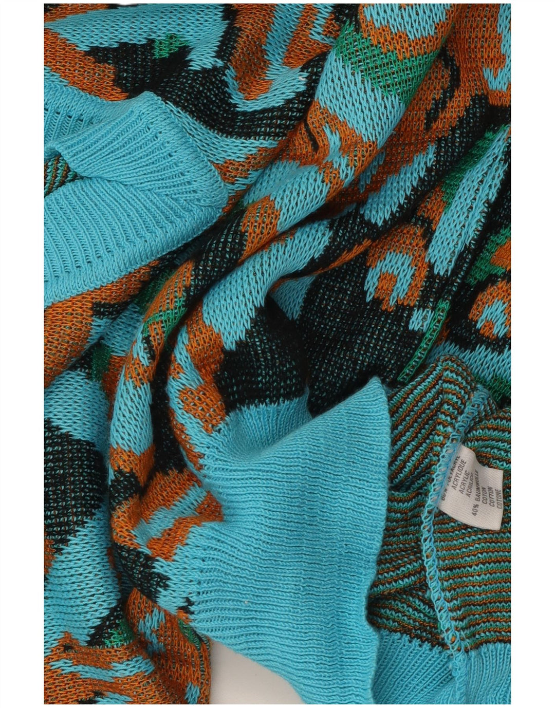 Vintage mujer V-cuello jumper suéter Reino Unido 16 grande multicolor