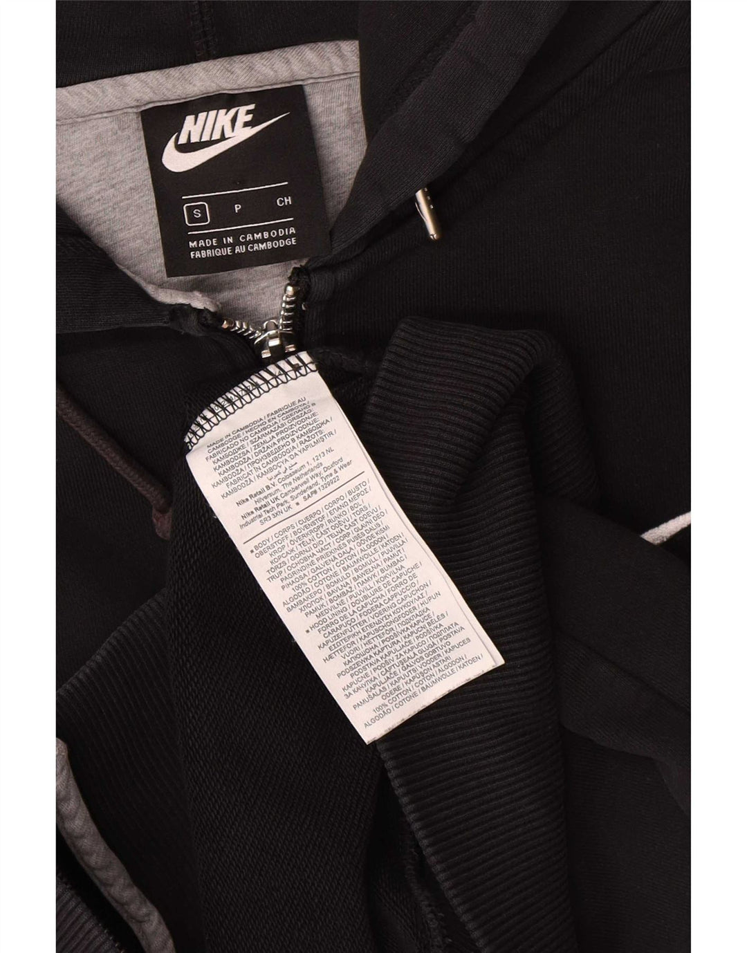 Nike - Sudadera con capucha y cremallera para hombre, talla pequeña, algodón negro