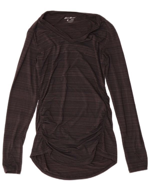 EDDIE BAUER Camiseta para mujer Top UK 10 Small Gris Rayas Poliéster