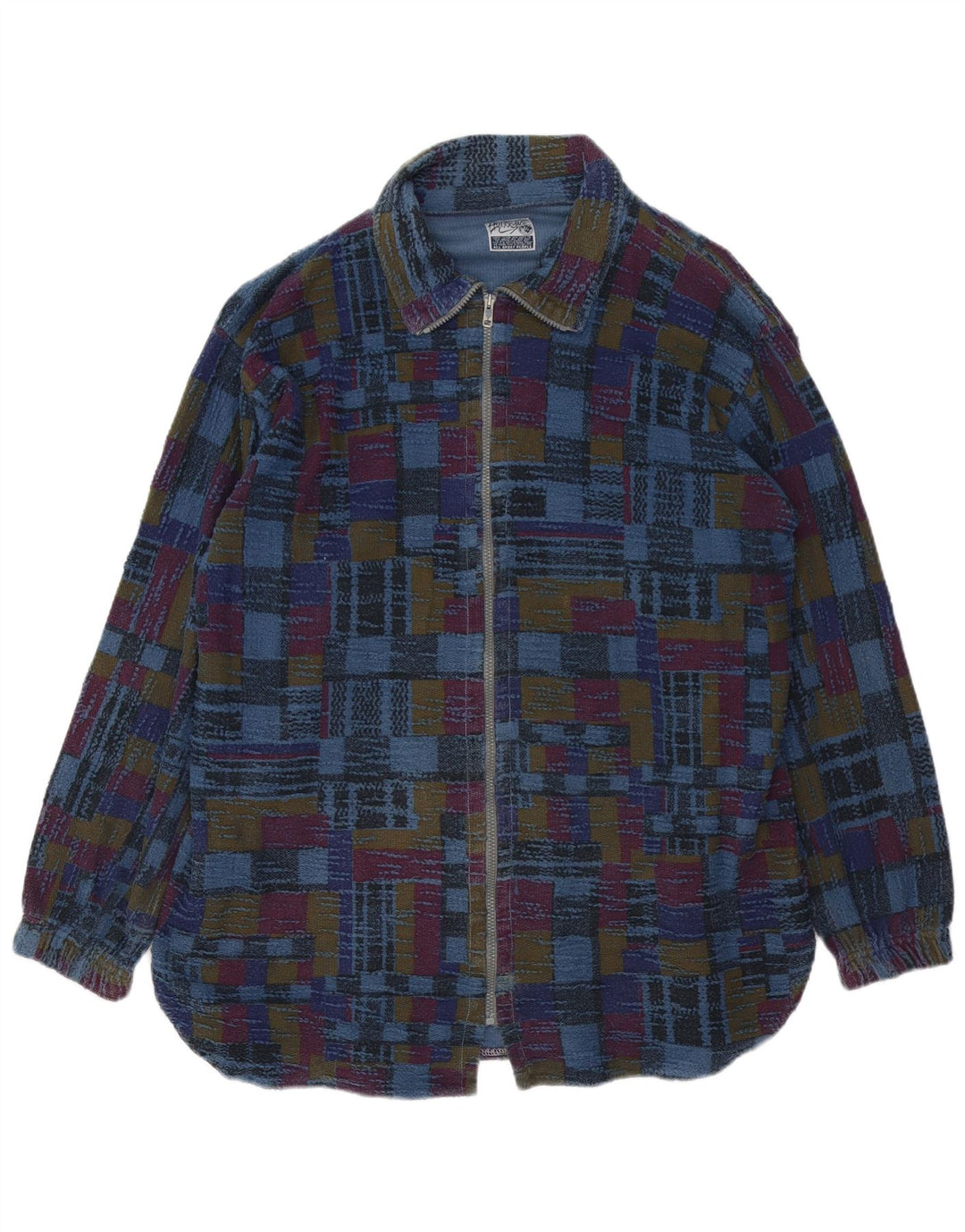 VINTAGE Chaqueta Bomber para Hombre Reino Unido 42 XL Geométrico Multicolor