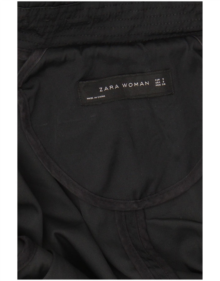 ZARA Mujer Parka Extragrande Con Capucha UK 40 Small Negro
