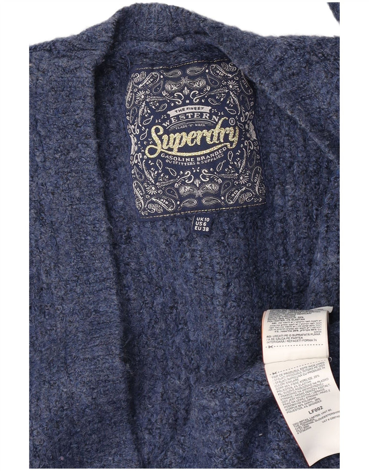 Superdry Cárdigan extragrande para mujer, talla 40, acrílico azul pequeño