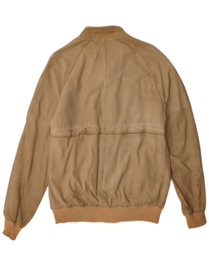 Vintage hombres ante bomber chaqueta IT 52 XL algodón marrón