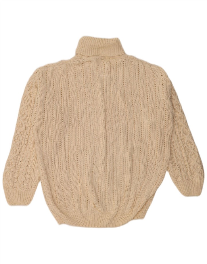 FRITZI Jersey extragrande con cuello vuelto para mujer, talla 40/40, talla grande, color beige