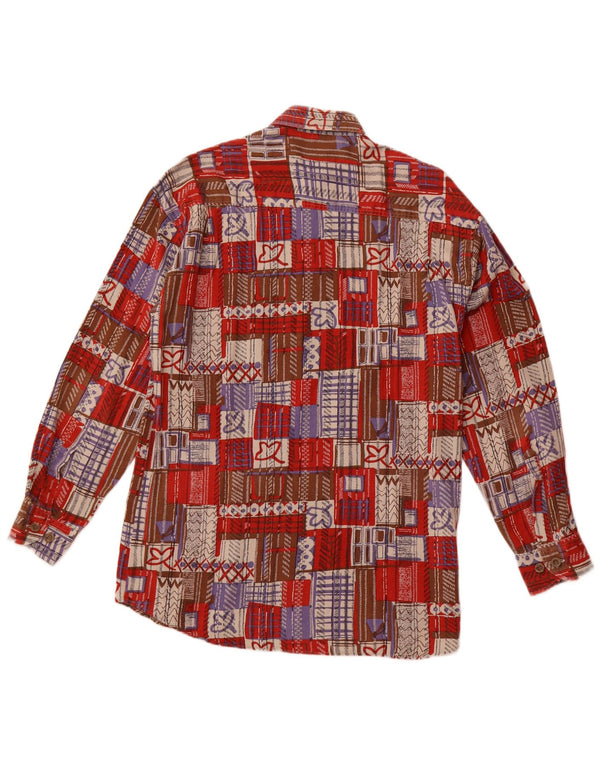 Angelo Litrico Camisa de pana para hombre Talla 37/38 Algodón patchwork rojo pequeño