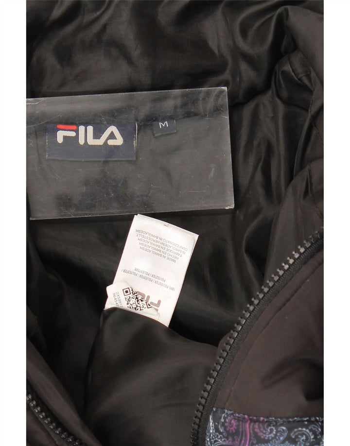 Fila Chaqueta acolchada holgada para mujer UK 44 Mediana Poliéster Paisley negro