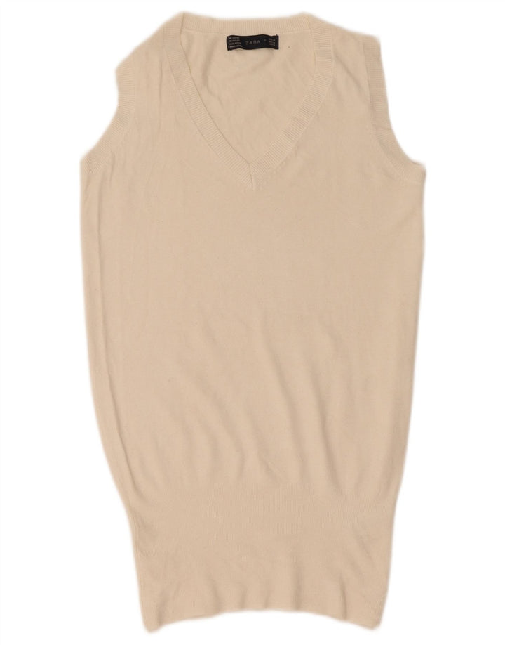 Zara Mujer Chaleco Top Reino Unido 12 Medio Rayón Blanco