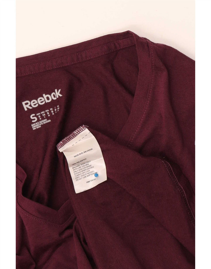 Reebok Camiseta para mujer Top UK 10 Small Borgoña Poliéster