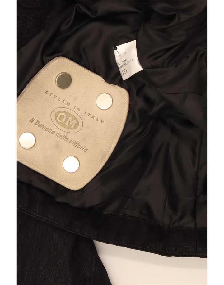 Vintage mujer chaqueta utilitaria IT 40 pequeño algodón negro
