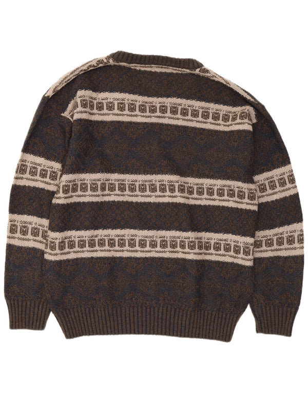 Brandi Jersey con cuello en V para hombre, talla grande, color azul marino, Fair Isle