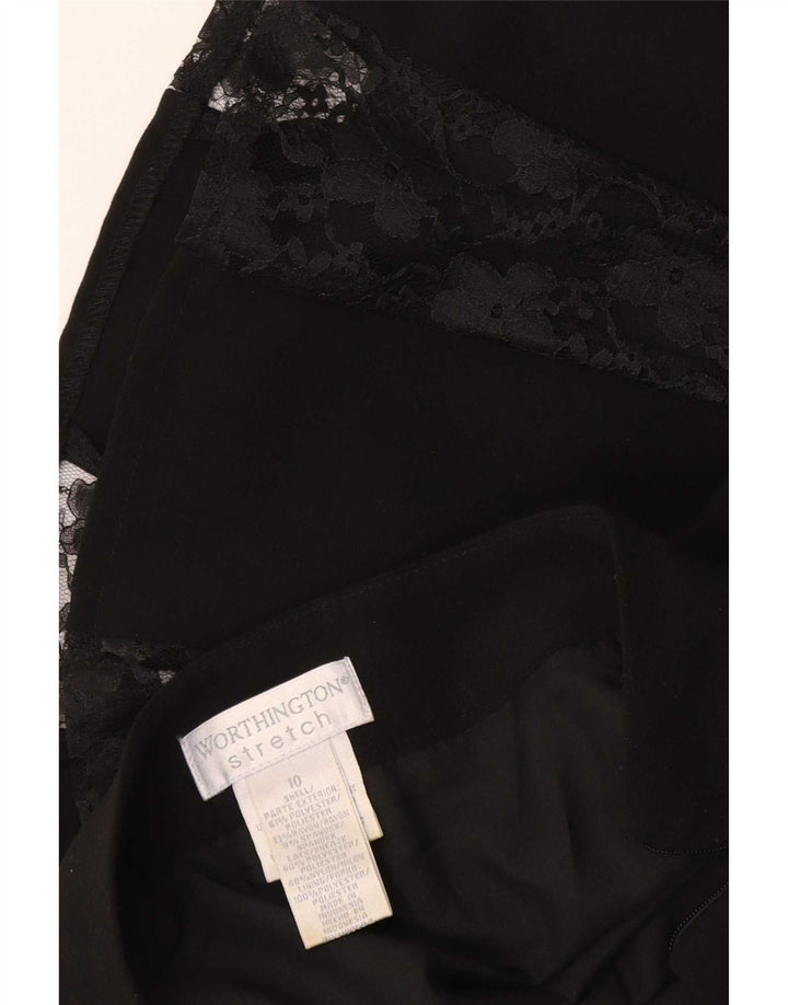 Worthington Falda Plisada para Mujer US 10 Grande W34 Poliéster Negro