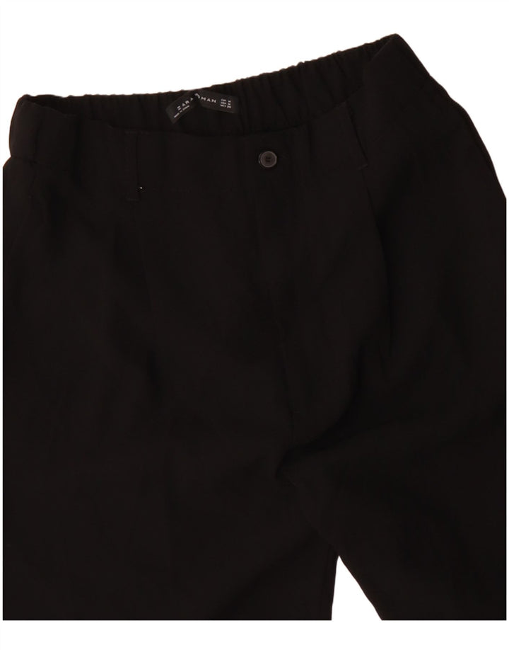 ZARA Mujer Pantalón Traje Tapered Mediano W28 L33 Negro Poliéster