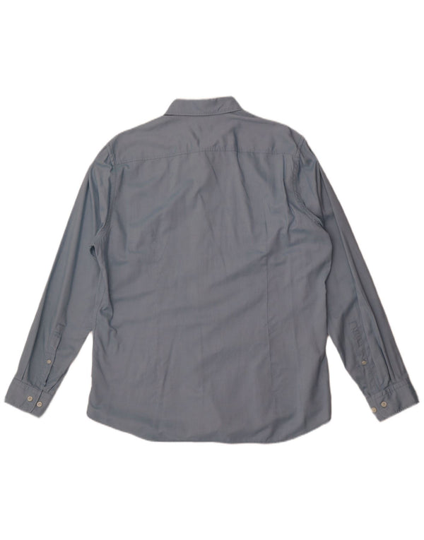 Hugo Boss Mens Comfort Fit Shirt Large Blue Cotton
