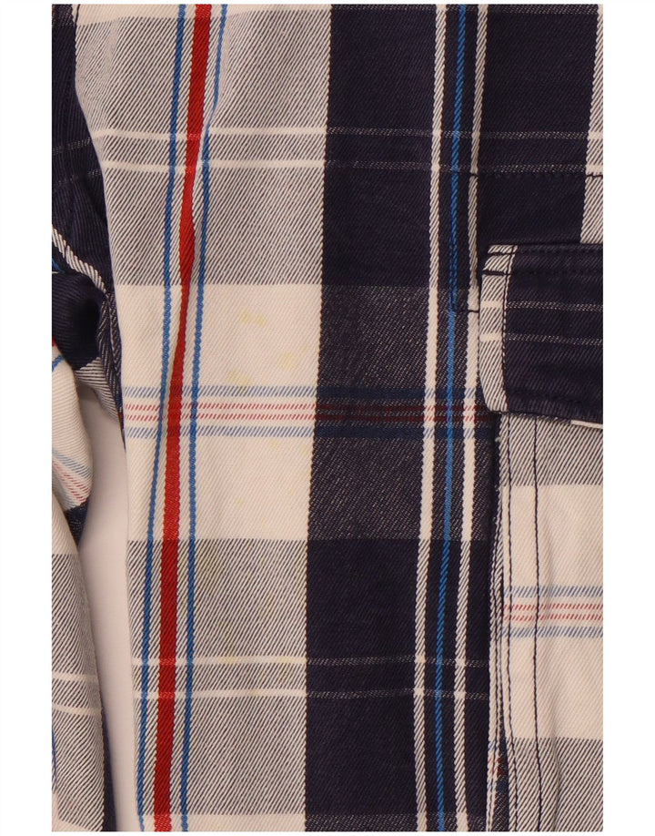 CREW CLOTHING Pantalones cortos tipo cargo para hombre medianos W32 Algodón a cuadros azul marino