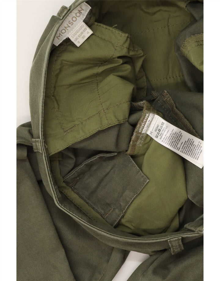 MONSOON Pantalones chinos ajustados para mujer UK 8 Small W28 L28 Caqui Algodón