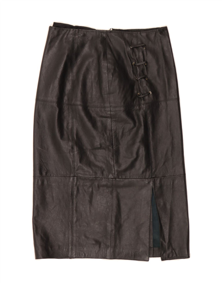 VINTAGE Womens Leather Skirt W28 Medium  Black Vintage Vintage and Second-Hand Vintage from Messina Hembry 