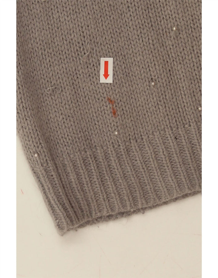 MASSIMO DUTTI Womens Boat Neck Jumper Sweater UK 10 Small Grey Nylon Vintage Massimo Dutti and Second-Hand Massimo Dutti from Messina Hembry 