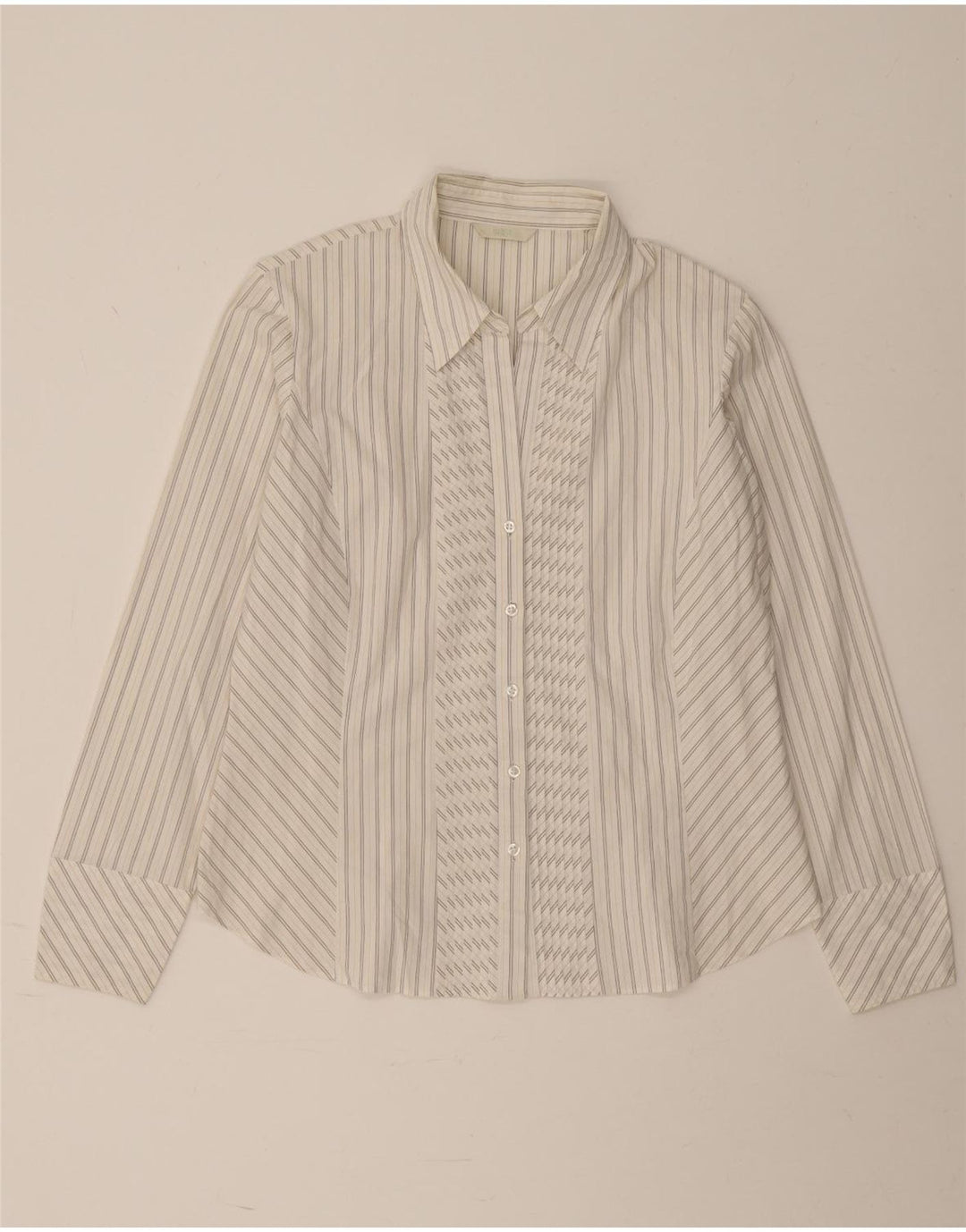 Marks & Spencer Camisa para mujer UK 46 Grande Algodón a rayas blancas