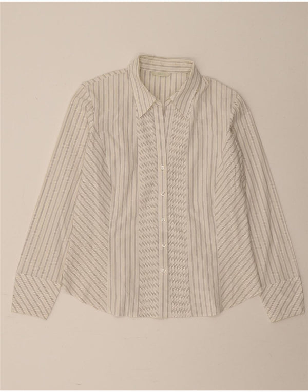 Marks & Spencer Camisa para mujer UK 46 Grande Algodón a rayas blancas
