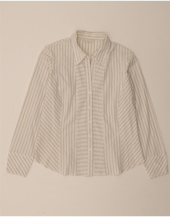 Marks & Spencer Camisa para mujer UK 46 Grande Algodón a rayas blancas