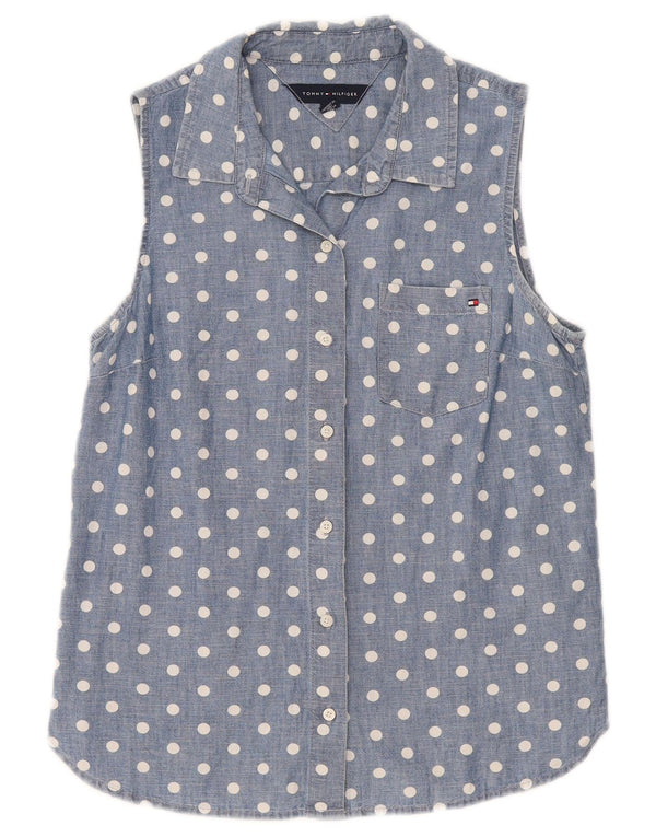Tommy Hilfiger Camisa sin mangas para mujer UK 10 Algodón de lunares azules pequeños