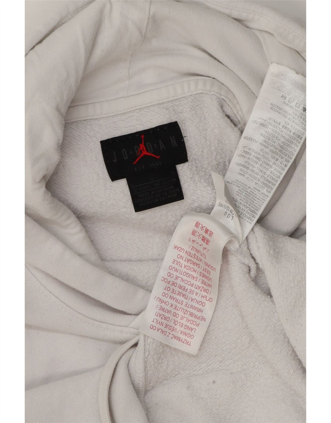 JORDAN Sudadera con capucha para niños 12-13 años Grande Blanco Algodón