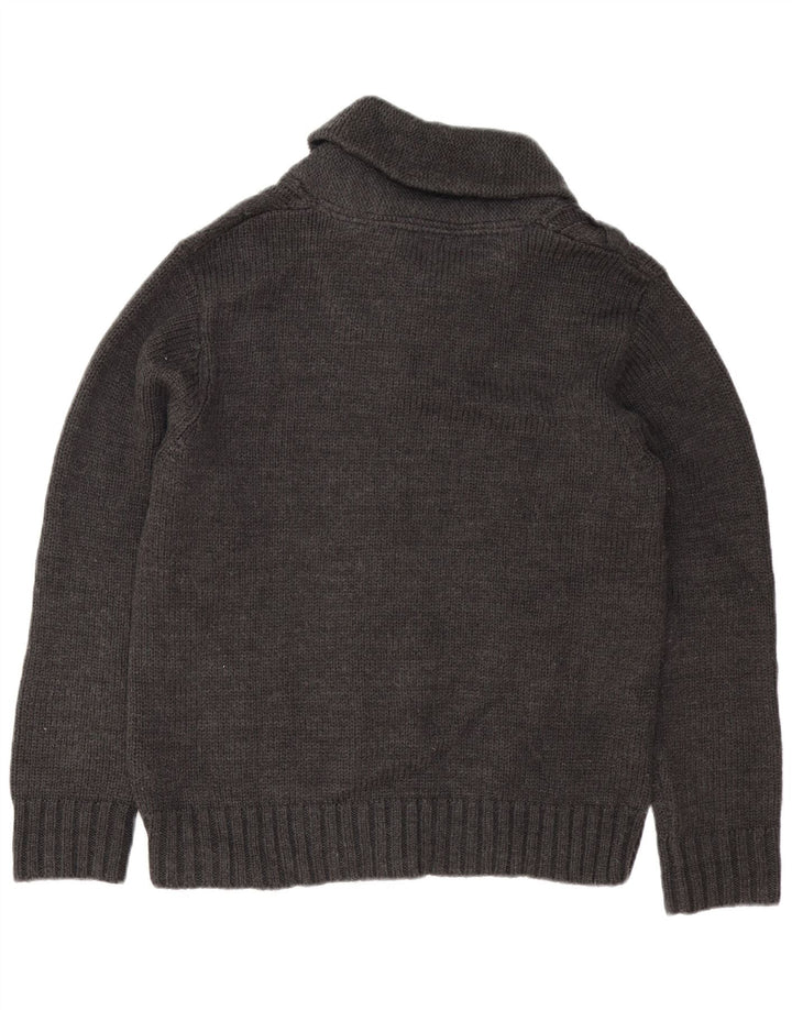 MARKS & SPENCER Suéter tipo jersey con cuello chal y autógrafo para hombre, grande, gris