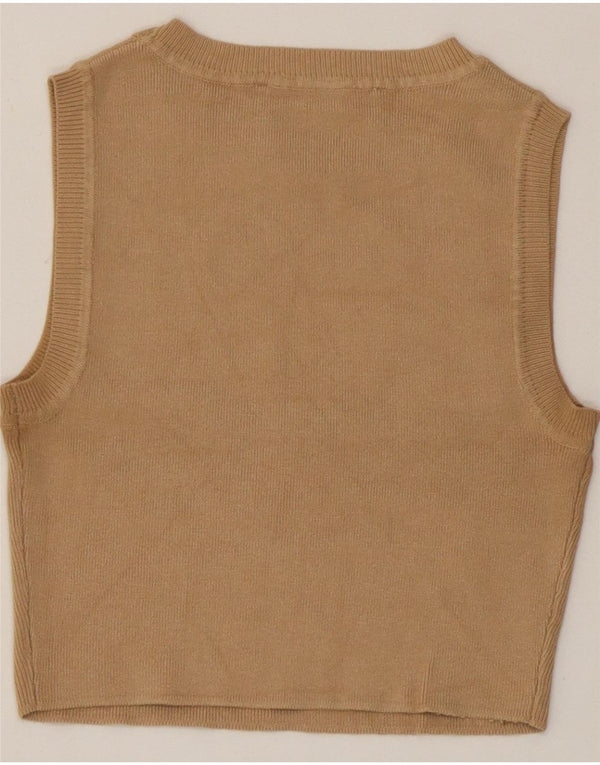 Zara Mujer Crop Vest Top UK 10 Small Beige