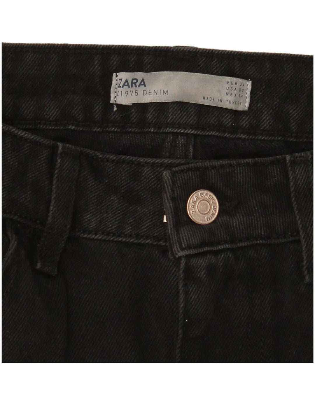 ZARA Vaqueros Cónicos Mujer EU 34 2XS W24 L28 Negro