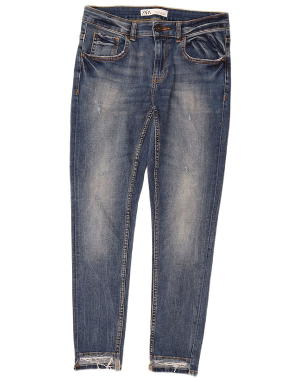 Zara Jeans Ajustados Desgastados para Mujer EU 40 Medium W30 L26 Algodón Azul