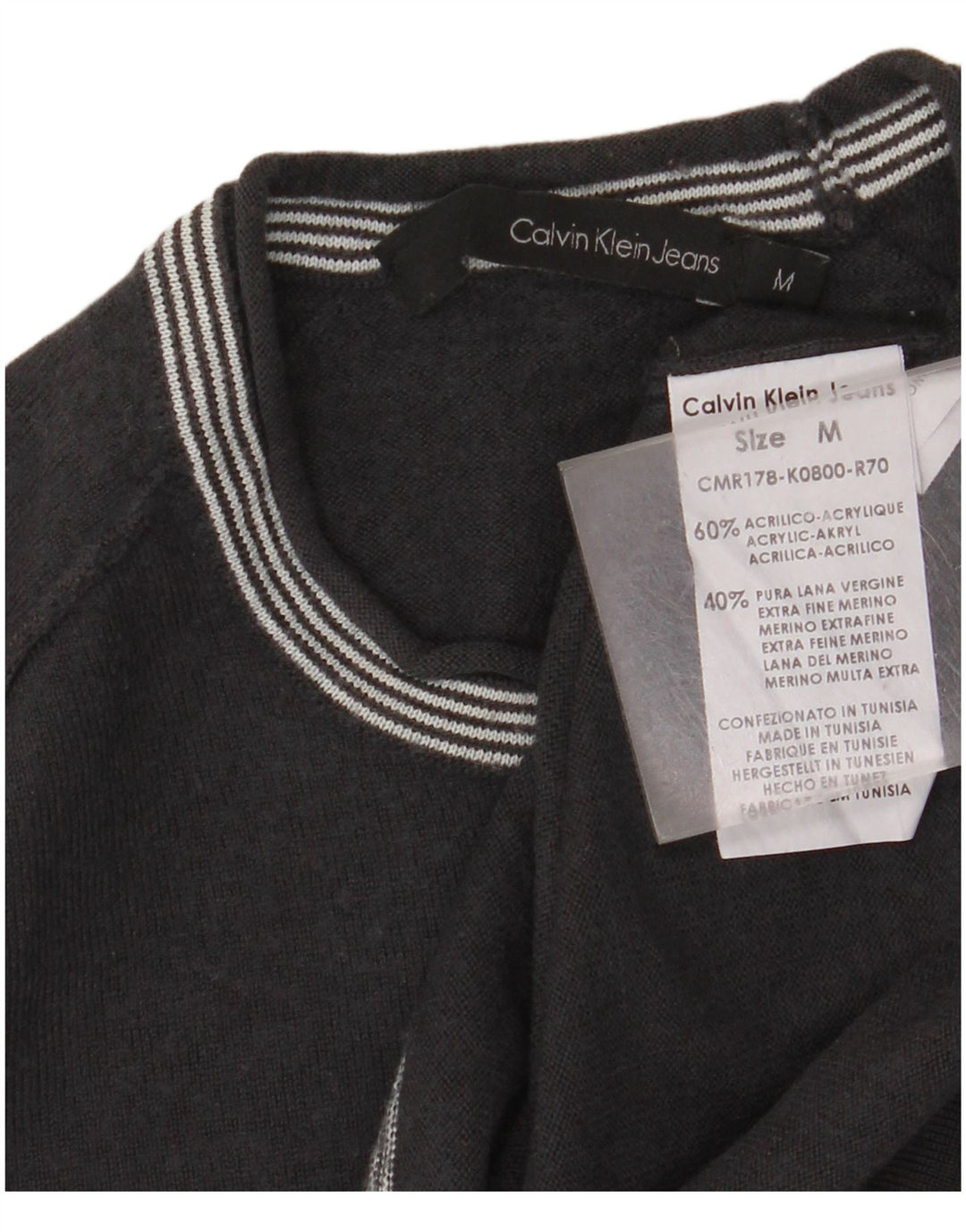 CALVIN KLEIN JEANS Suéter tipo jersey con cuello redondo para mujer UK 10 Small Grey