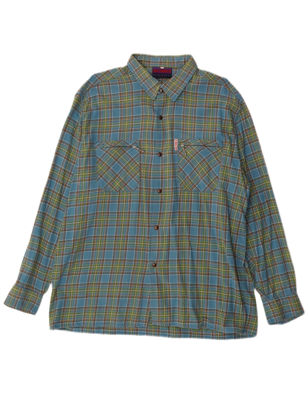 Camisa de franela para hombre de MC Kee's Algodón a cuadros azules grandes
